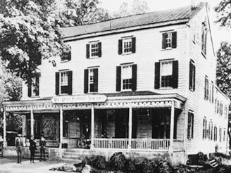 Late-nineteenth or early twentieth-century photograph of Mansion House, Isaac Van Wyck's inn in Fishkill, New York.