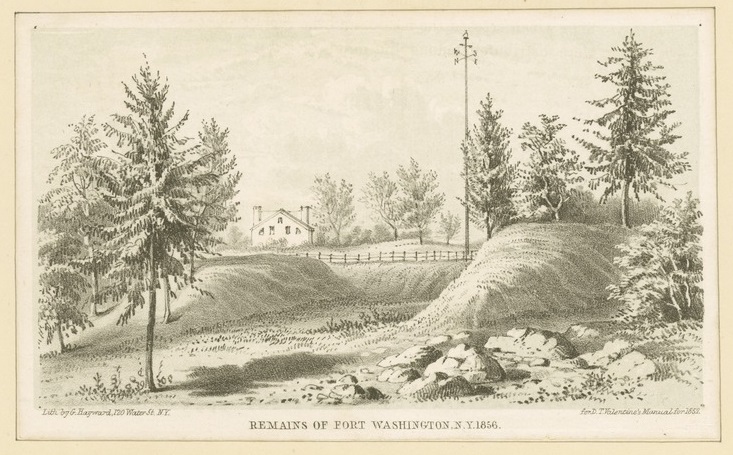 Mid-nineteenth century illustration of earthworks that formed part of the fortifications of eighteenth-century Fort Washington.