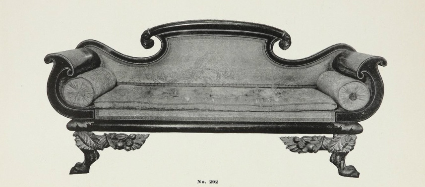 Photograph from 1916 of a sofa at the Morris-Jumel Mansion.