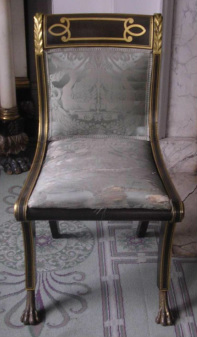 Side chair at the Morris-Jumel Mansion, here attributed to Robert Fisher.
