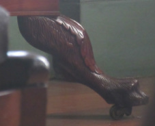 Hairy paw foot with acanthus leaf on the Morris-Jumel card table.