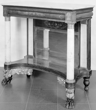 An American Empire pier table at the Brooklyn Museum.