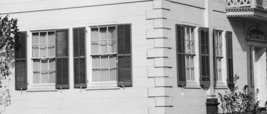 Several windows of the Morris-Jumel mansion, shown in a photograph of 1936.