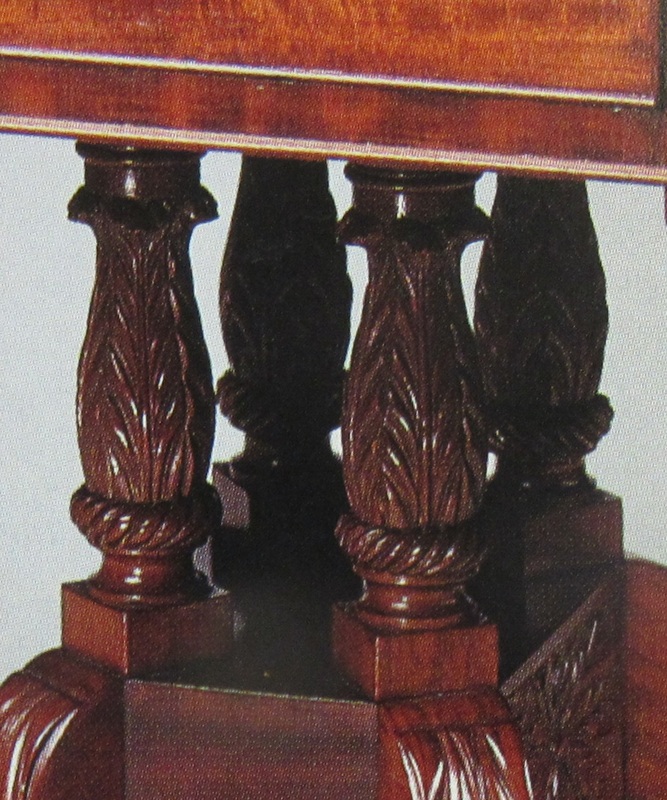 Detail of a labeled Pembroke table by Lannuier, 