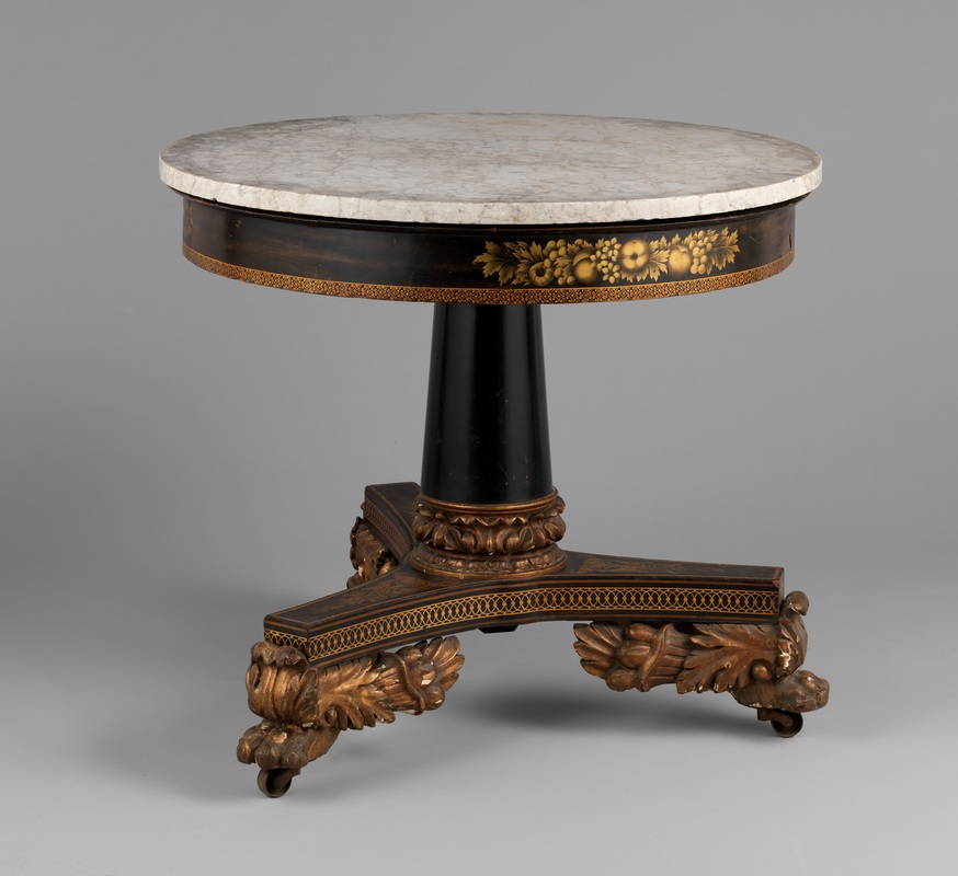 Photograph of an American Empire table. L. Metropolitan Museum of Art, 2008.340.1a-c.
