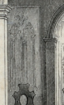 Detail of a window blind in a 19th-century engraving of the Morris-Jumel Mansion.